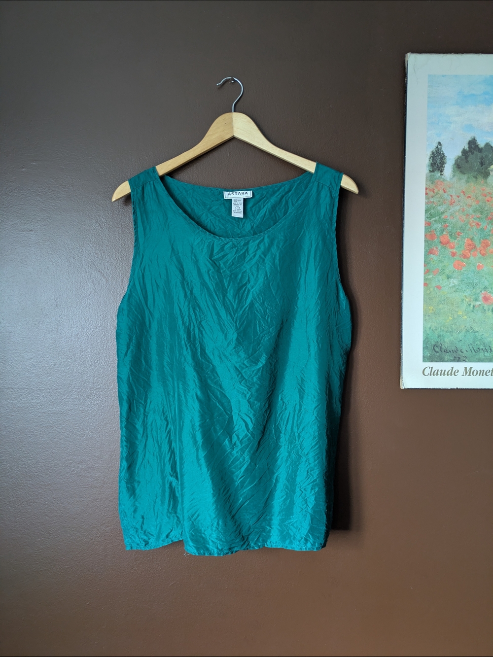 100% Silk Teal Sleeveless Blouse